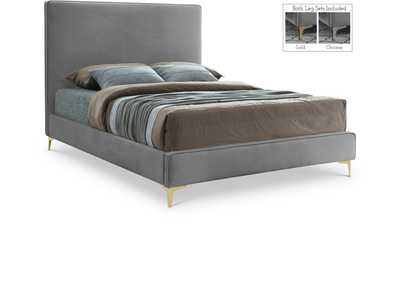 Geri Grey Velvet King Bed