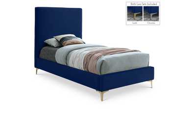 Image for Geri Navy Velvet Twin Bed
