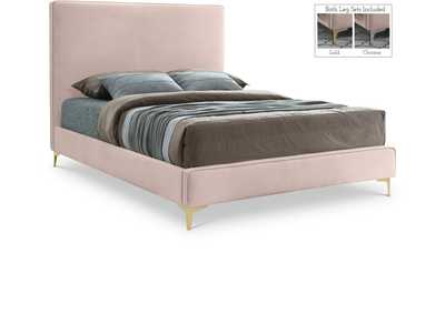 Geri Pink Velvet King Bed