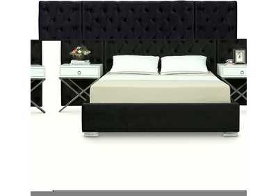 Image for Grande Black Velvet King Bed (3 Boxes)