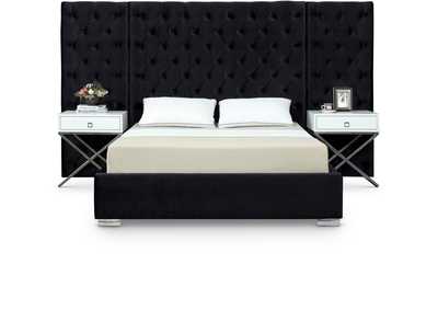 Image for Grande Black Velvet Queen Bed (3 Boxes)