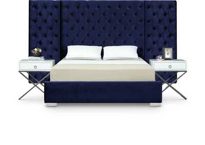 Image for Grande Navy Velvet King Bed (3 Boxes)