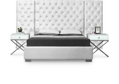 Image for Grande White Velvet King Bed (3 Boxes)