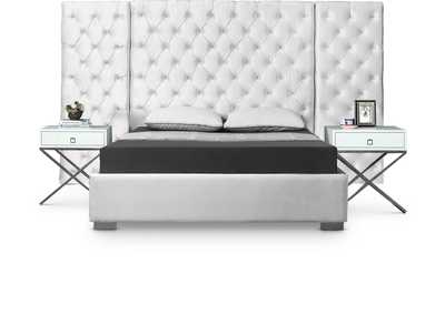 Image for Grande White Velvet Queen Bed (3 Boxes)