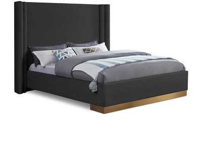 Image for Halton Black Boucle Fabric Queen Bed (3 Boxes)