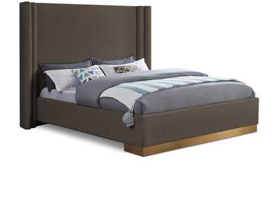Image for Halton Brown Boucle Fabric Queen Bed (3 Boxes)