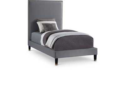 Image for Harlie Grey Velvet Twin Bed