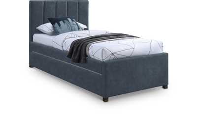 Image for Hudson Navy Faux Leather Twin Trundle Bed