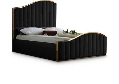 Image for Jolie Black Velvet Queen Bed (3 Boxes)