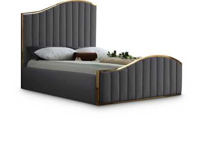 Image for Jolie Grey Velvet Queen Bed (3 Boxes)