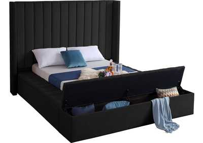 Image for Kiki Black Velvet King Bed (3 Boxes)