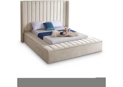 Image for Kiki Cream Velvet King Bed (3 Boxes)