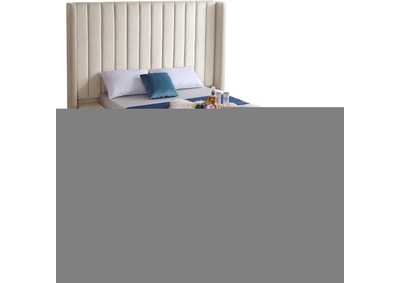 Image for Kiki Cream Velvet Queen Bed (3 Boxes)