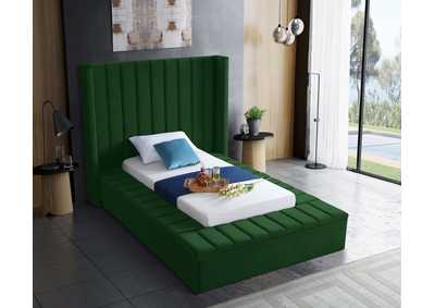 Image for Kiki Green Velvet Twin Bed (3 Boxes)