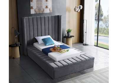 Image for Kiki Grey Velvet Twin Bed (3 Boxes)