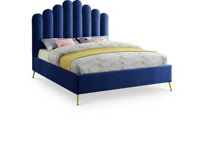 Image for Lily Navy Velvet Queen Bed