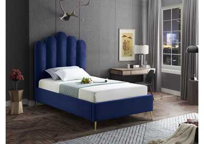 Image for Lily Navy Velvet Twin Bed