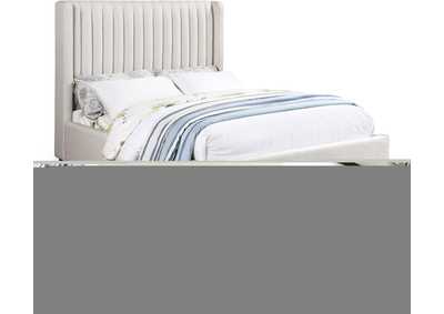 Image for Logan Beige Linen Textured Fabric Queen Bed
