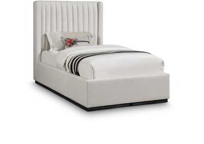 Image for Logan Beige Linen Textured Fabric Twin Bed