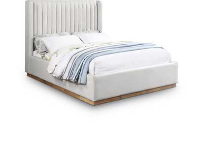 Image for Logan Cream Linen Textured Fabric Queen Bed