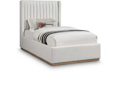 Image for Logan Cream Linen Textured Fabric Twin Bed