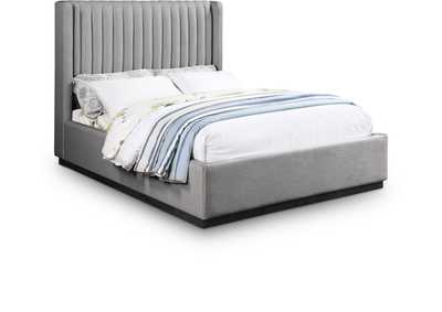 Image for Logan Grey Linen Textured Fabric Full Bed