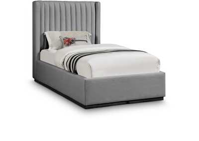 Image for Logan Grey Linen Textured Fabric Twin Bed