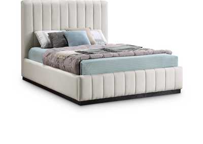 Image for Lucia Beige Linen Textured Fabric Full Bed