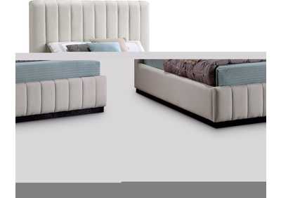Image for Lucia Beige Linen Textured Fabric Queen Bed