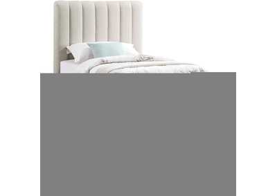 Image for Lucia Beige Linen Textured Fabric Twin Bed