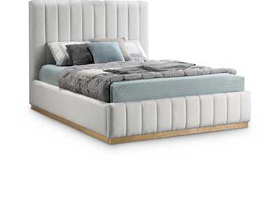 Image for Lucia Cream Linen Textured Fabric Queen Bed