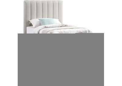 Image for Lucia Cream Linen Textured Fabric Twin Bed