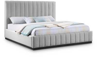 Image for Lucia Grey Linen Textured Fabric King Bed