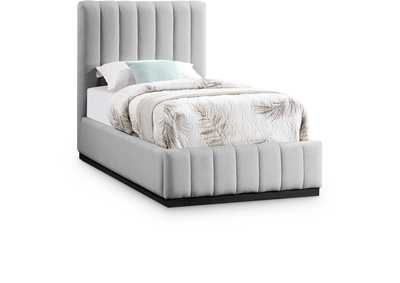 Image for Lucia Grey Linen Textured Fabric Twin Bed