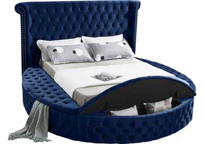 Image for Luxus Navy Velvet Queen Bed (3 Boxes)