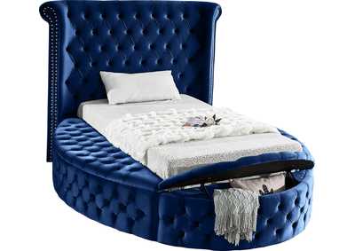 Image for Luxus Navy Velvet Twin Bed (3 Boxes)