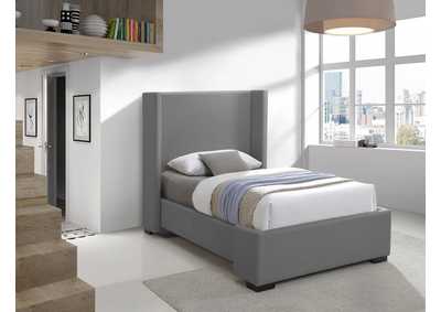 Image for Oxford Grey Linen Textured Fabric Twin Bed (3 Boxes)