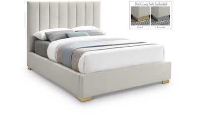 Image for Pierce Beige Linen Textured Fabric Queen Bed