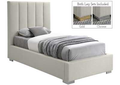 Image for Pierce Beige Linen Textured Fabric Twin Bed