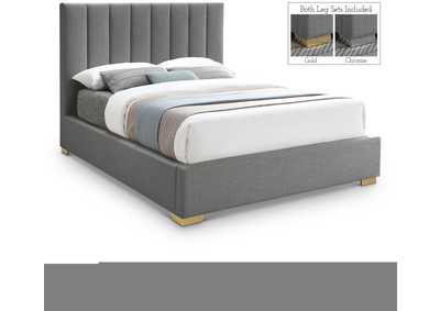 Image for Pierce Grey Linen Textured Fabric King Bed