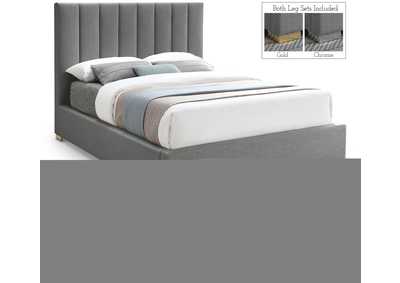 Image for Pierce Grey Linen Textured Fabric Queen Bed