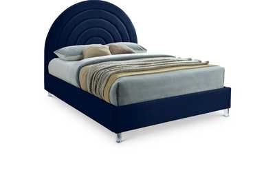 Image for Rainbow Navy Velvet Queen Bed