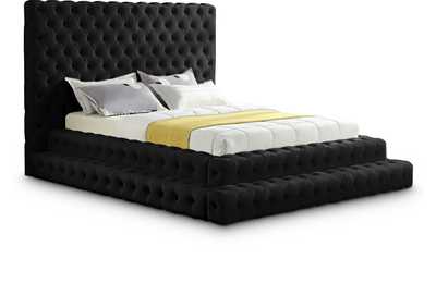 Image for Revel Black Velvet Queen Bed (3 Boxes)
