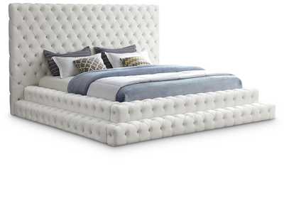 Image for Revel Cream Velvet King Bed (3 Boxes)