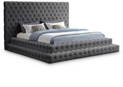 Image for Revel Grey Velvet King Bed (3 Boxes)