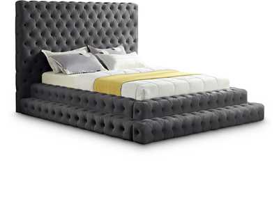 Image for Revel Grey Velvet Queen Bed (3 Boxes)
