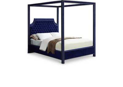 Image for Rowan Navy Velvet Queen Bed (3 Boxes)