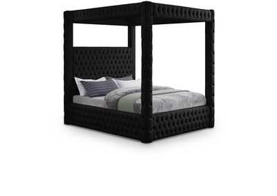 Image for Royal Black Velvet King Bed (4 Boxes)