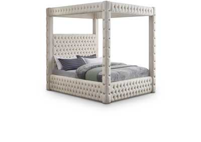Image for Royal Beige Velvet Queen Bed (4 Boxes)