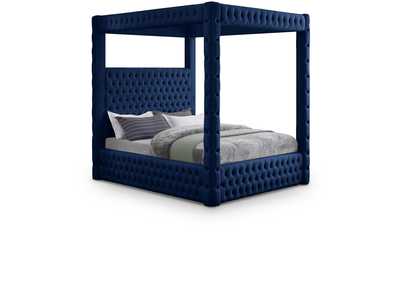 Image for Royal Navy Velvet Queen Bed (4 Boxes)